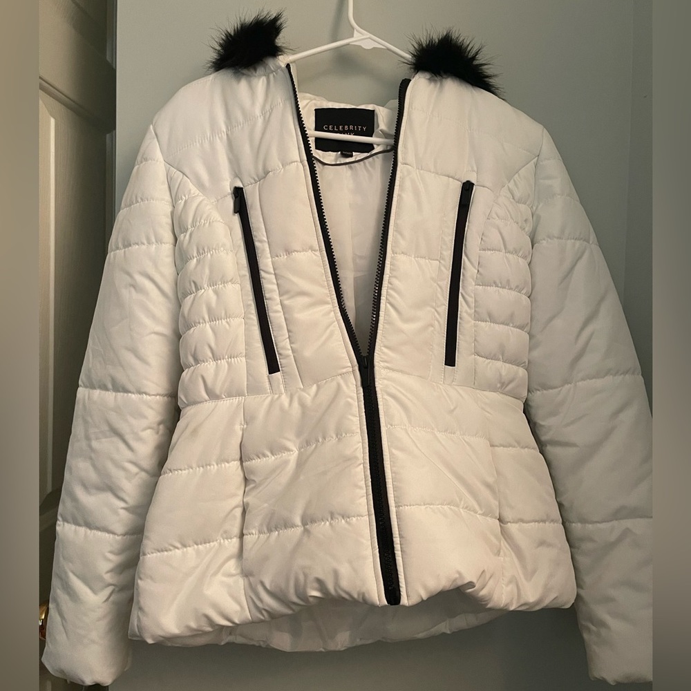 CELEBRITY PINK womans juniors faux fur trim puffer coat